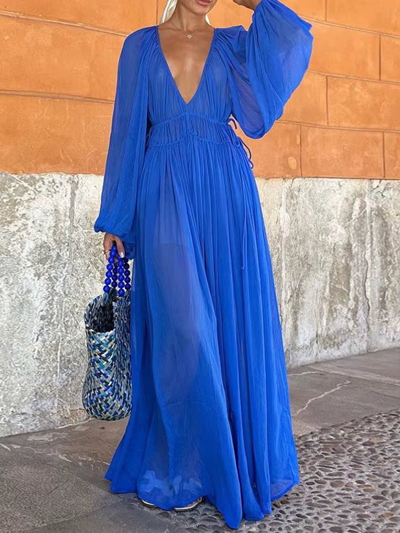 Effortless Beach Vibes: Beach Style Long Sleeve Maxi Dress